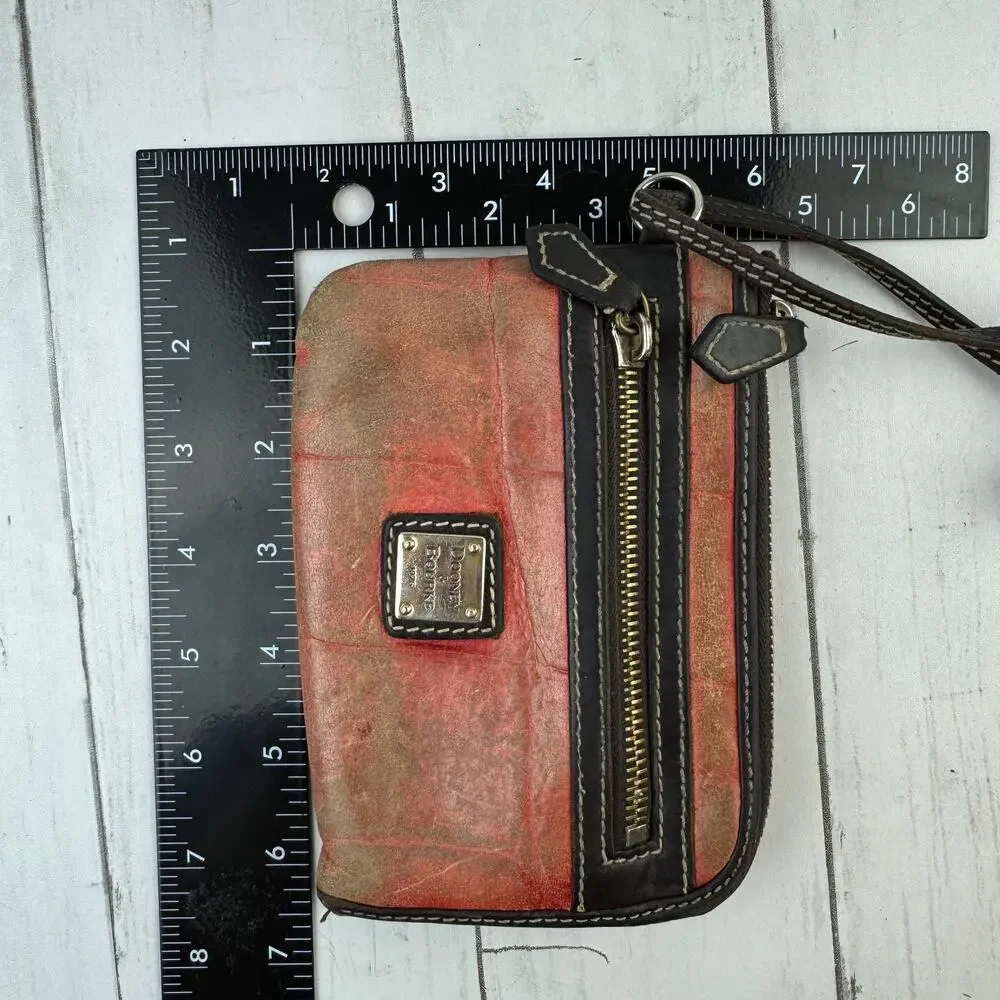 Dooney & Bourke Leather Croc Emboss Multi Function Zip Around Wristlet Wallet